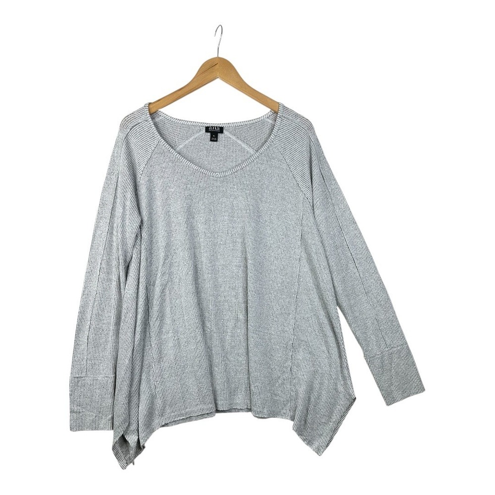 A.n.a.‎ Asymmetrical Long Sleeve Shirt size XL Gray/White